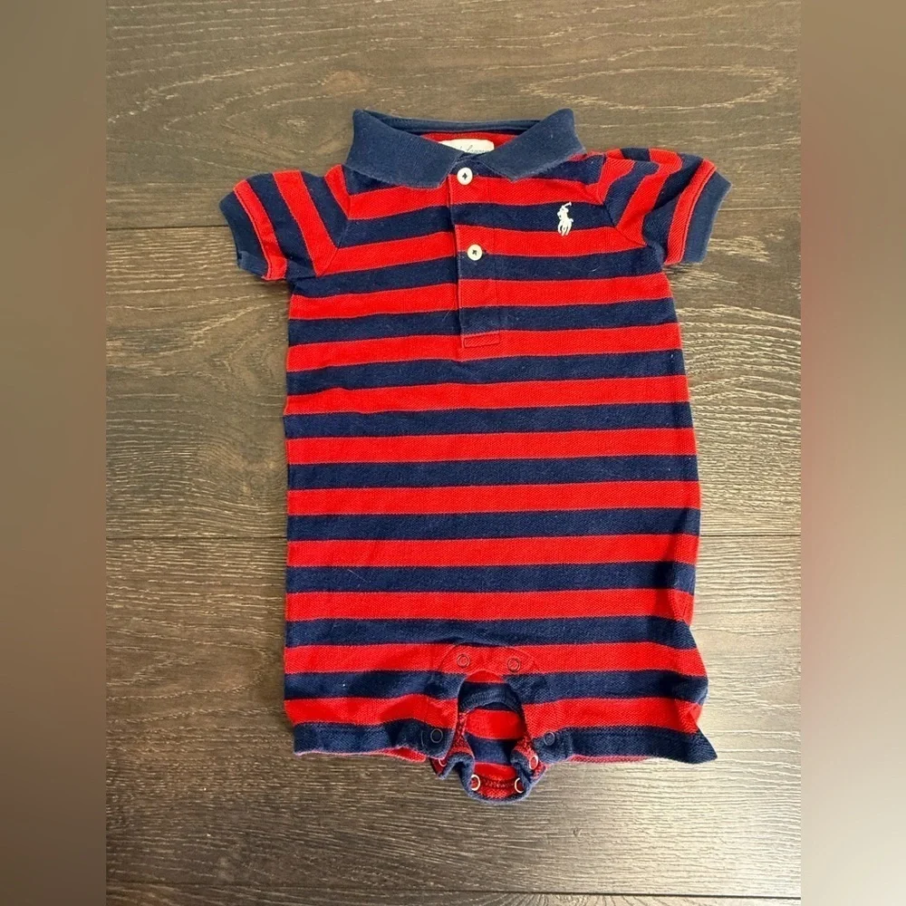 Red and Navy Striped Polo Shirt for Kids